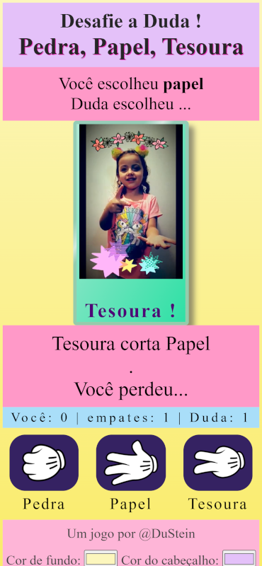 Screenshot rock paper scissors game